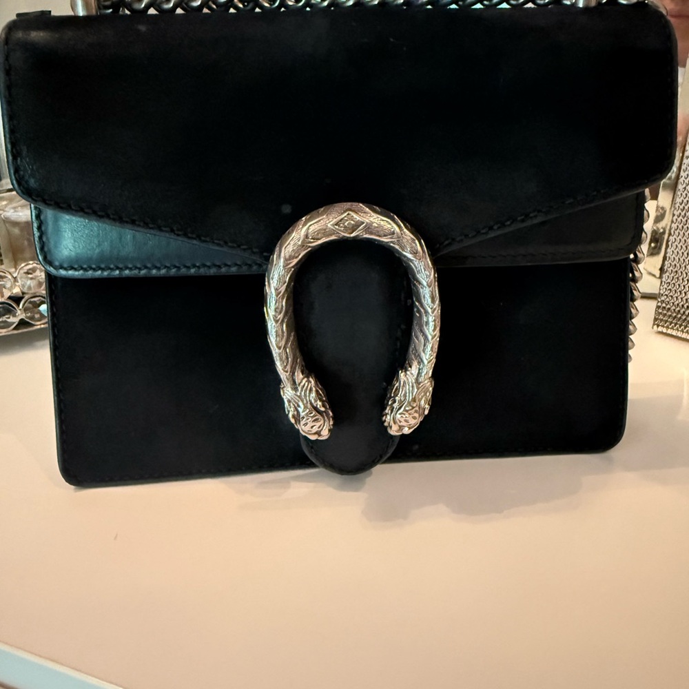 Black and Silver Clutch with Ornate Buckle